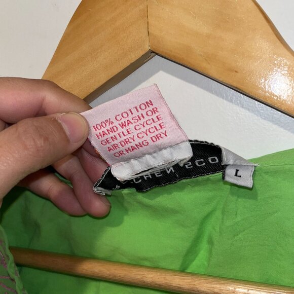 Gretchen Scott Green Cotton Tunic Top Embroidered V-Neck 3/4 Sleeves L boho - Picture 6 of 10